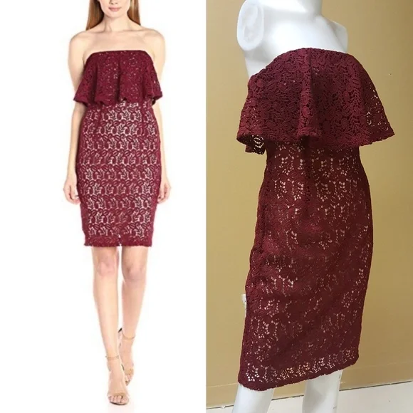 Moon River | Dresses | Moon River Strapless Lace Dress Medium Nwt | Poshmark
